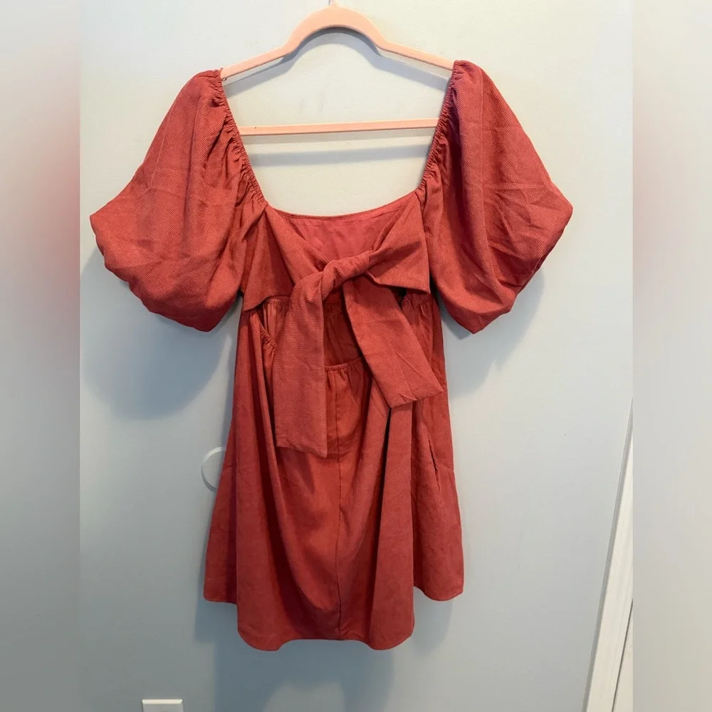 Francesca's Collections Pink Puff Sleeve Dress Medium - Picture 4 of 7